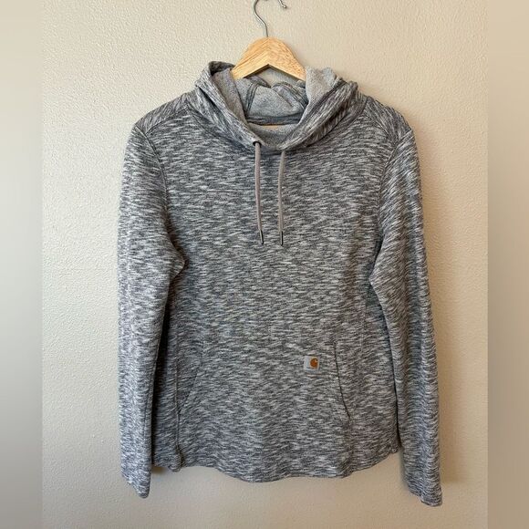 Carhartt Women’s Newberry Hoodie Heather Grey Cowl Neck Sweatshirt Size M - Picture 1 of 6